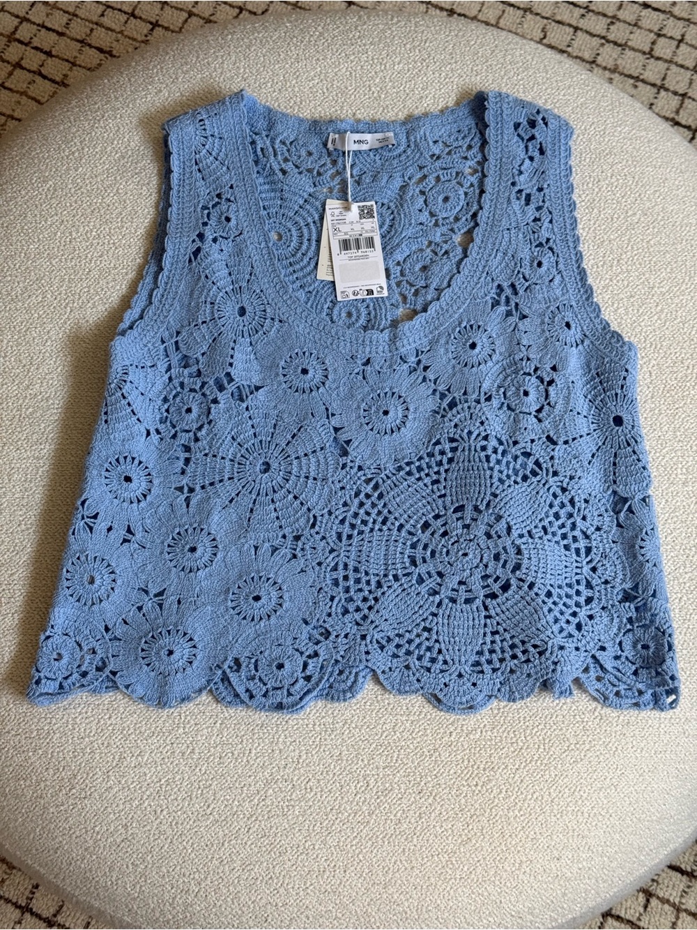 Mango Light Blue Crochet Tank Top